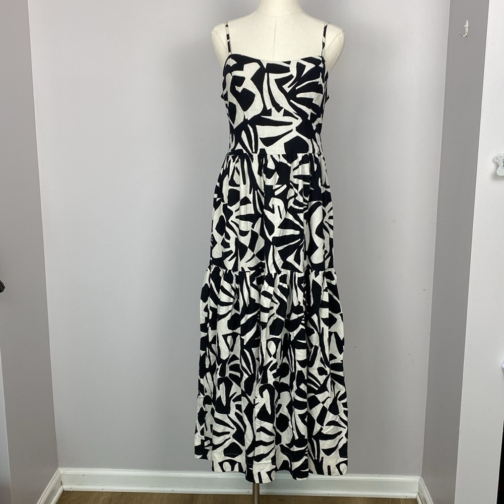 Christian Lacroix black and white tiered linen midi dress size medium - Picture 2 of 16